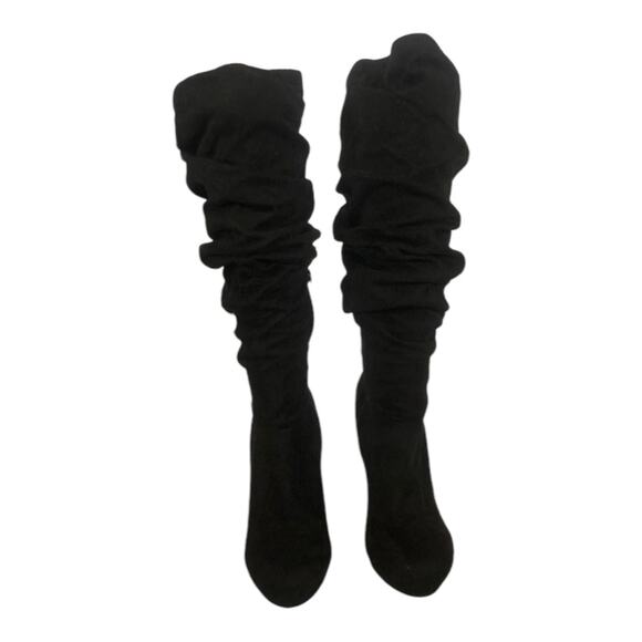 Thalia Sodi Brisaf Fabric knee high Slouchy Heel boots with tassels black size 9 - Picture 4 of 11